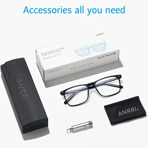 Miniatura 5 de ANRRI Gafas con Bloqueo de Luz Azul Hombres Anti Fatiga Ocular Protección para Computadora y Videojuegos Gafas Cuadradas Mujeres Negro