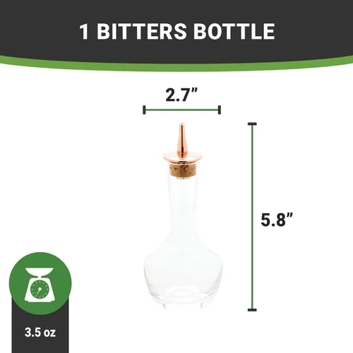 Miniatura 12 de Restaurantware Bar Lux - Botella amarga de 3.5 onzas, 1 vaso amargo de grado profesional, con tapa Dasher chapada en cobre para cócteles o postres