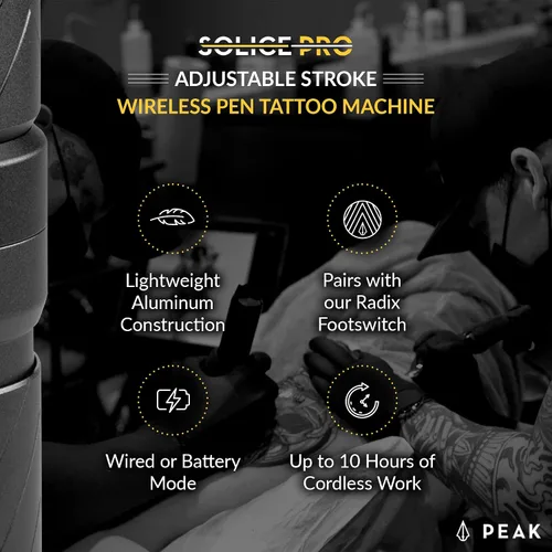 Miniatura 4 de Peak Solice Pro - Máquina de tatuaje inalámbrica, equipo ligero profesional para tatuajes, trazo totalmente ajustable, hasta 10 horas de potencia