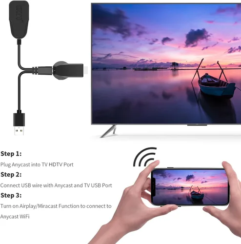 Miniatura 3 de Adaptador de espejo de pantalla inalámbrico HDTV Pantalla WiFi 4K HD Dongle de transmisión de video para TV/proyector/monitor, AirPlay y receptor