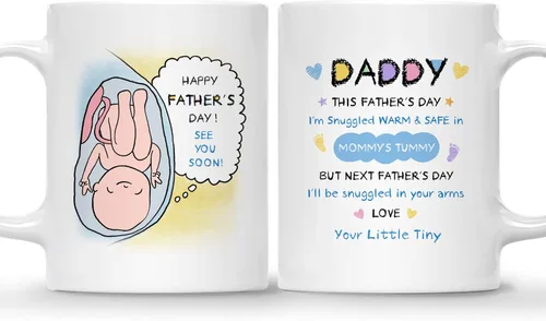 Gossby Baby Bump - Taza de café personalizada para el primer día del padre para el futuro padre, marido de parte de la esposa, mensaje desde el