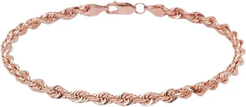 PORI JEWELERS Tobillera de cadena de cuerda de corte de diamante de oro de 14 quilates, tamaños de 10 pulgadas, elige tu color..