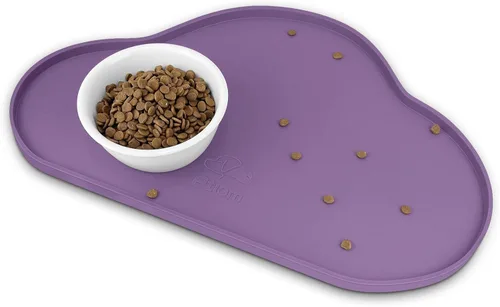 Miniatura 21 de Ptlom - Alfombrilla de silicona para alimentación de mascotas para perros y gatos, alfombrilla para comedero con bordes altos, antideslizante, Beige