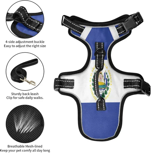 Miniatura 6 de Arnés ajustable sin tirones para perros pequeños, chaleco para mascotas con correa, chaleco reflectante con clip frontal con asa, fácil control