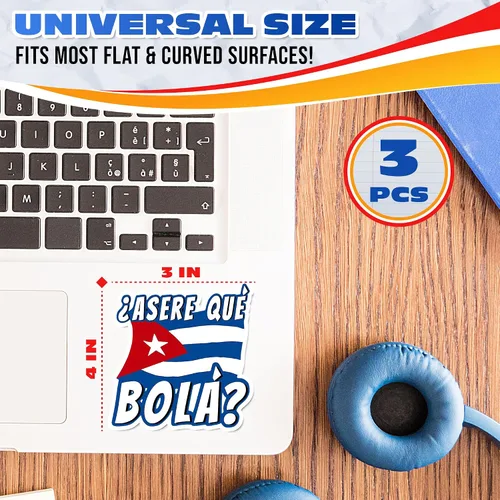 Miniatura 2 de 3 calcomanías cubanas para autos, calcomanías de vinilo para ventana de automóvil (3 x 4 pulgadas), bandera cubana para automóvil, laptop, Azul-rojo