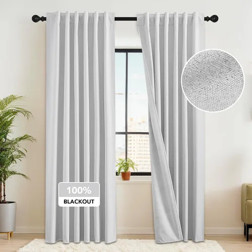 Miniatura 42 de RYB HOME Cortinas cortas opacas 100% marrones, 45 pulgadas de largo, 52 pulgadas de ancho, bloqueo de luz y aislamiento térmico para cocina