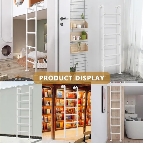 Miniatura 4 de Escalera blanca para litera para cama alta, escalera de hierro forjado para el ático, escalera de metal montada en la pared con kit para el hogar