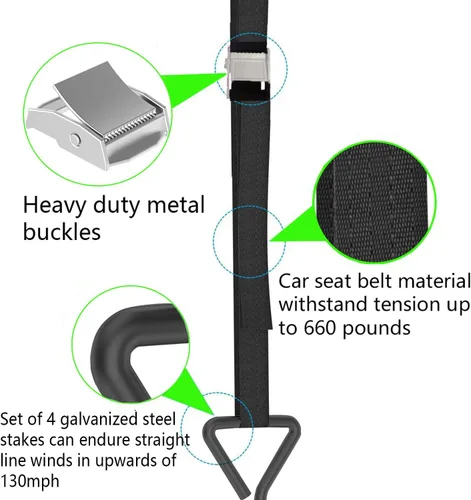 Miniatura 2 de Estacas para trampolín resistentes anclajes de viento alto, kit de anclajes de sacacorchos de acero galvanizado de 15.84 pulgadas para trampolín