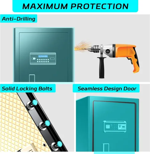 Miniatura 4 de Caja de seguridad biométrica de 6.5 pies cúbicos, caja de seguridad para el hogar con bolsa a prueba de fuego e impermeable, caja de seguridad