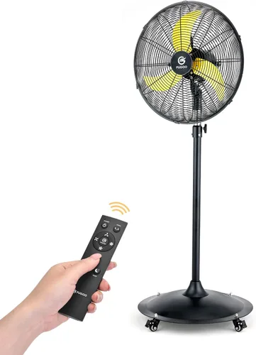 Miniatura 11 de FUGOO Ventilador de Pedestal Oscilante para Exteriores de 24 pulgadas con Control Remoto, Motor BLDC Completamente Sellado, Ventilador de Exterior