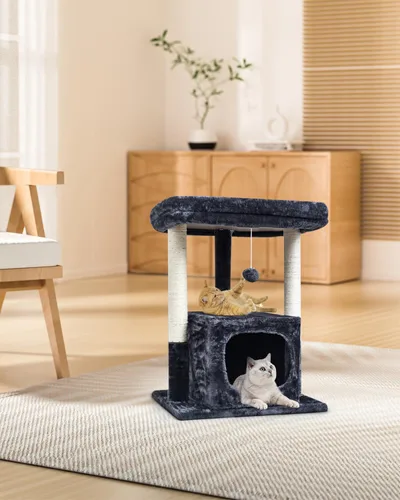 Miniatura 2 de SYANDLVY - Árbol para gatos para interiores grandes para adultos, torre de actividad moderna con postes de rascado, condominio con percha de felpa