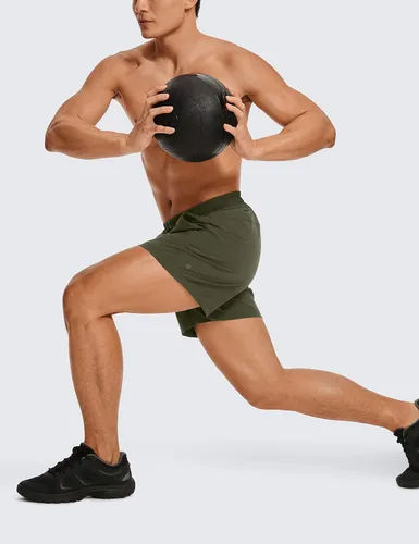 Miniatura 3 de CRZ YOGA Pantalones cortos de entrenamiento sin forro para hombre de 5 pulgadas, ligeros, de secado rápido, para correr, deportes, atletismo