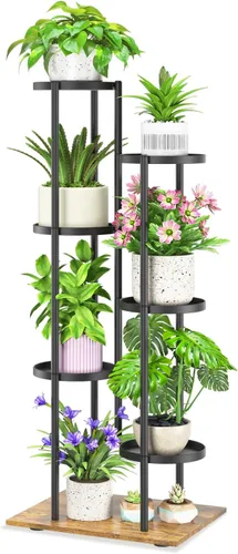 Miniatura 21 de iDavosic.ly Soporte para plantas con luz de cultivo para interiores y exteriores, estante de flores de metal de 4 niveles para macetas grandes