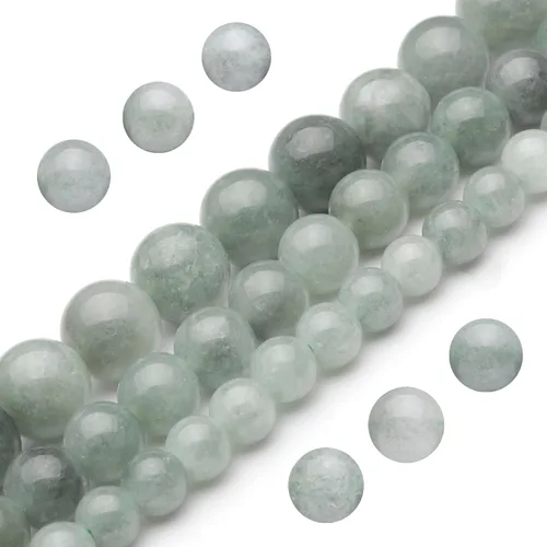 Miniatura 6 de Youngbling Cuentas de piedras preciosas naturales para la fabricación de joyas, cuentas de piedra lisa pulida de jade verde blanco pulido redondo