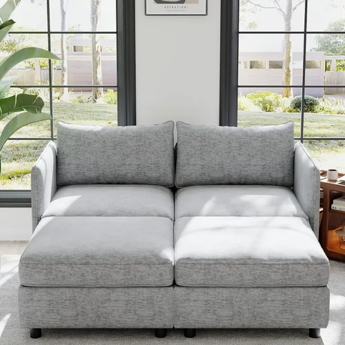 Miniatura 20 de ERYE Sofá modular de 68 pulgadas con asiento profundo, sofá modular de almacenamiento con respaldo y reposabrazos de combinación gratuita, sofá