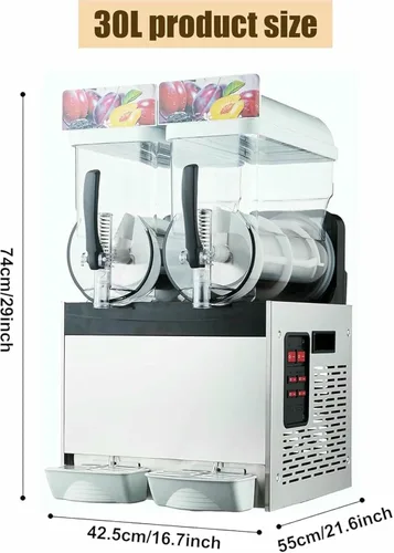 Miniatura 5 de 15/30L fabricante comercial de la máquina granizada, -3~-35.6 °F Slushie Maker Machine Ice Slush Juice Smoothie Drink Maker, CE/FCC/CCC (15L)