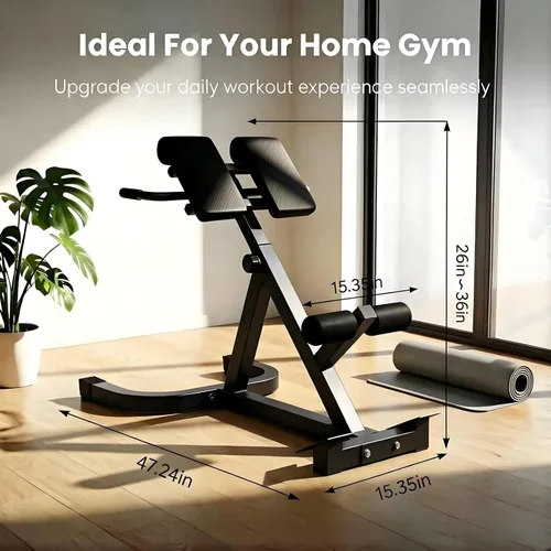 Miniatura 6 de ComMax Roman Chair Back Hyperextension Bench Adjustable Back Exercise Machine Home Gym Workout Equipment for Abs and Glute Negro