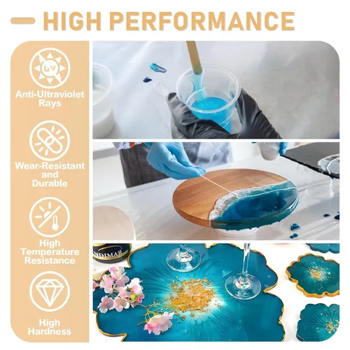 Miniatura 3 de Puduo Kit de resina epoxi de 2.1 galones, resina epoxi transparente recién formulada, fuerte, sin burbujas, resina artística antiamarilleamiento