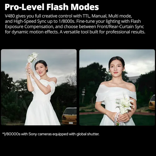 Miniatura 5 de Godox Flash TTL V480N para Nikon, GN50 de alto rendimiento, batería de litio incorporada, 1/8000 HSS, 2.4GX TTL inalámbrico, tiempo de reciclaje