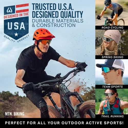Miniatura 6 de Wildhorn Radke - Lentes de ciclismo MTB, UV400, gafas de sol deportivas de esquí y correr para mujeres y hombres, gafas de béisbol con 3 lentes