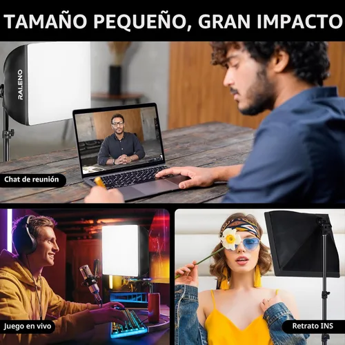 Miniatura 7 de Kit de iluminación de Softbox para fotografía RALENO, caja de luz de 16'' x 16'' para TikTok con bombilla LED (50W 5500K 97 CRI TLCI≥97), luz