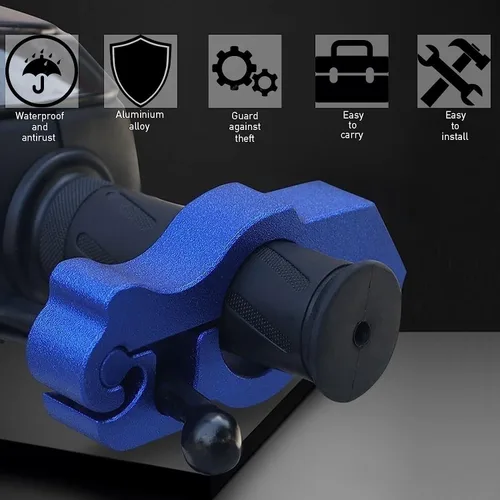 Miniatura 3 de Cerraduras de motocicleta manillar antirrobo, azul Cerradura de agarre resistente, bloqueo de freno, para motocross, ciclomotor, scooter, ATV