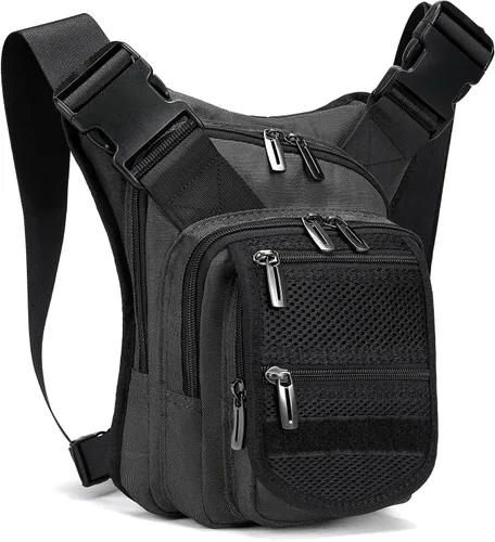 Miniatura 2 de Mochila de pierna caída, mochila para muslos, paquete Versipack para montar en motocicleta, caminar, ciclismo, vacaciones, hombre y mujer, Gris