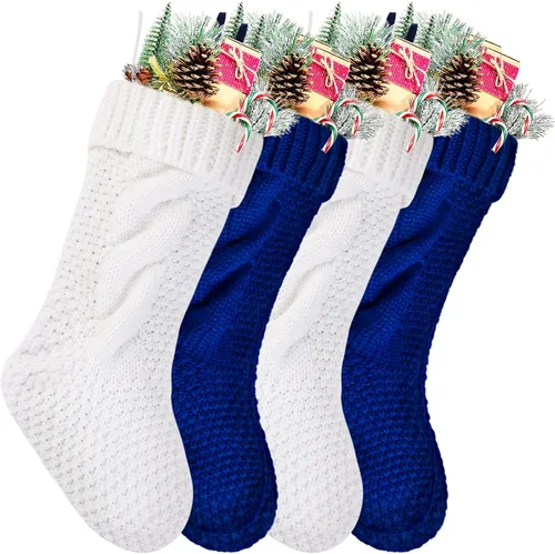 Miniatura 8 de Paquete de 4 calcetines navideños de punto, color burdeos, 14 pulgadas