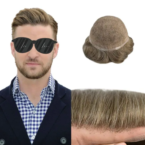 Miniatura 82 de PUNRU HAIR Completo Swiss Lace Toupee para hombres Sistema de cabello humano real Sistema de reemplazo de cabello humano para hombre Toupee