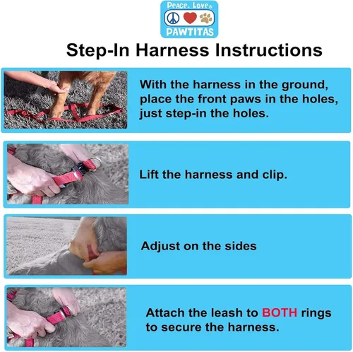Miniatura 6 de Pawtitas Arnés Reflectante Step-in para Perro – Chaleco Ajustable Anti-Tirones para Cachorros a Perros Mayores, Seguro y Cómodo, L Negro