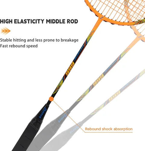 Miniatura 5 de Raqueta de bádminton, raquetas de bádminton, ofensivas y defensivas, ligeras de fibra de carbono de 2.65 oz de una sola pieza, moldeadas