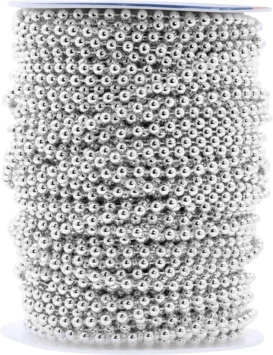 Mandala Crafts Rollo de cadena de perlas de plata metálica de 0.157 pulgadas (0.157 in) – 44 yardas para decoración de bodas, arreglos florales,