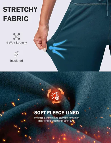 Miniatura 15 de G Gradual Pantalones deportivos con forro polar para mujer, de cintura alta, resistentes al agua, térmicos, para invierno, correr, senderismo