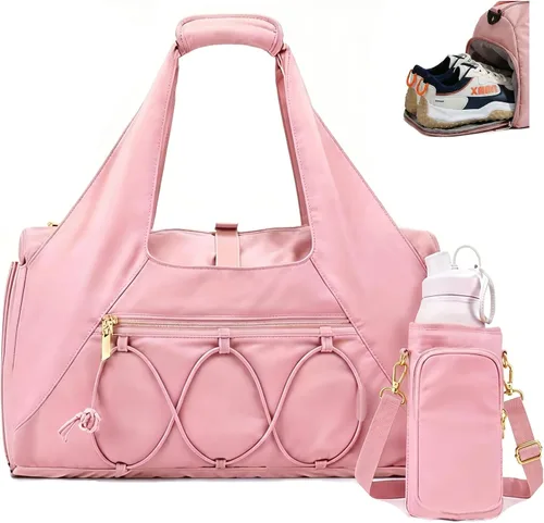 Bolsa de gimnasio para mujer, bolsa de esterilla de yoga con compartimento para zapatos y bolsillo húmedo, bolsa de gimnasio de yoga deportiva con