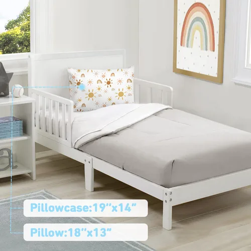 Miniatura 7 de Babebay Paquete de 2 almohadas para niños pequeños, almohadas de algodón de 13 x 18 pulgadas para dormir, lavables a máquina con funda de almohada