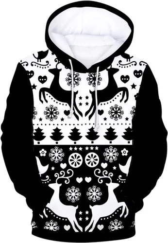 Unisex Christmas Graphic Printed Pullover for Men Women Fashion Long Sleeve Cute Hoodies Casual Holiday Shirts Tops
