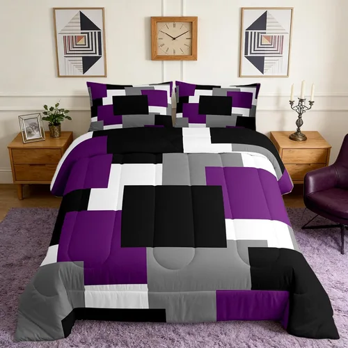 Miniatura 35 de Castle Fairy Juego de edredón con estampado azteca occidental, juego de ropa de cama geométrica a rayas marrones para niños y adolescentes