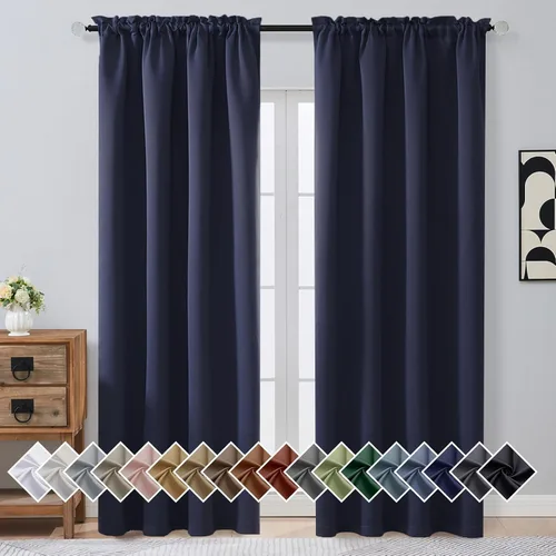 Miniatura 259 de OVZME Cortinas opacas turquesa para tratamiento de ventanas pequeñas, cortinas cortas con bloqueo de luz para ventana de cocina sobre el fregadero