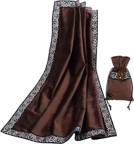 Miniatura 14 de BLESSUME Paño de mesa y bolsa de terciopelo de bruja Altar Tarot Paño cuadrado de adivinación (rosa)