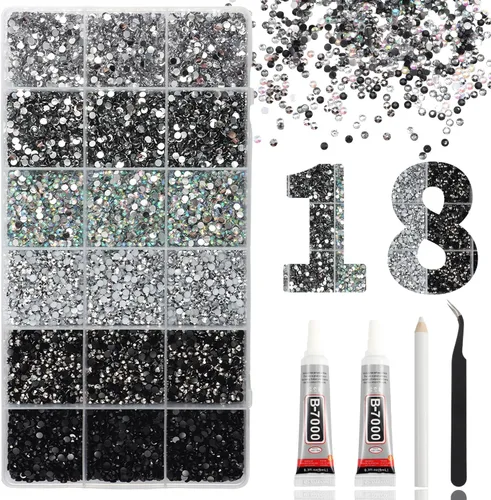 Miniatura 7 de 15000 diamantes de imitación con parte trasera plana para manualidades, cristales de colores mixtos de 0.118 pulgadas, gemas de resina con purpurina