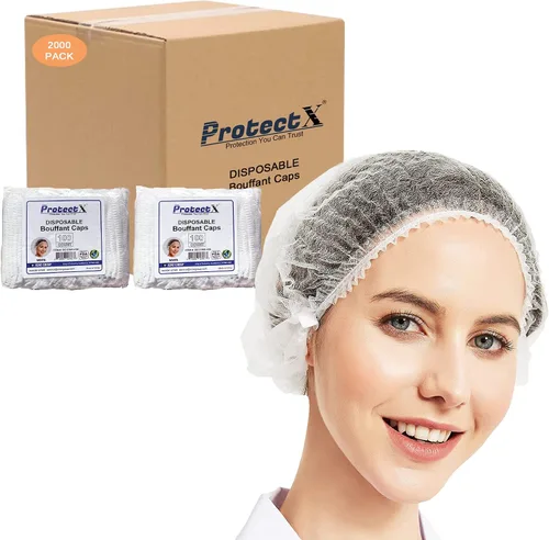 Miniatura 10 de ProtectX Paquete de 100 redes desechables negras para el cabello, cubierta elástica para la cabeza, gorras Bouffant, cubierta de cabeza