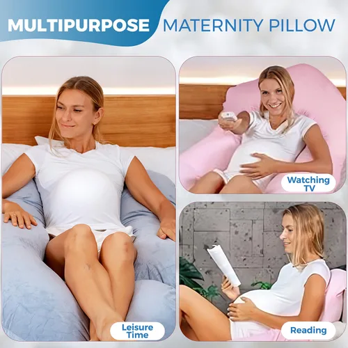 Miniatura 6 de PILLANI Almohadas de embarazo para dormir - Almohada de cuerpo completo en forma de V C U con funda extraíble, almohada de maternidad refrescante