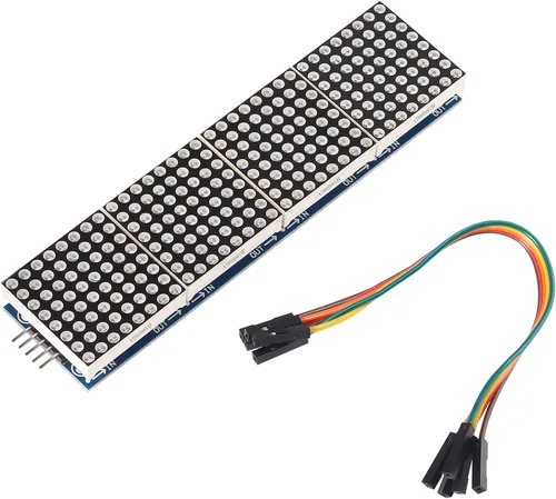 Miniatura 4 de MAX7219 Módulo de matriz de puntos 32x8 4 en 1 módulos de pantalla LED para microcontrolador Arduino Raspberry Pi con cables de 5 pines verde