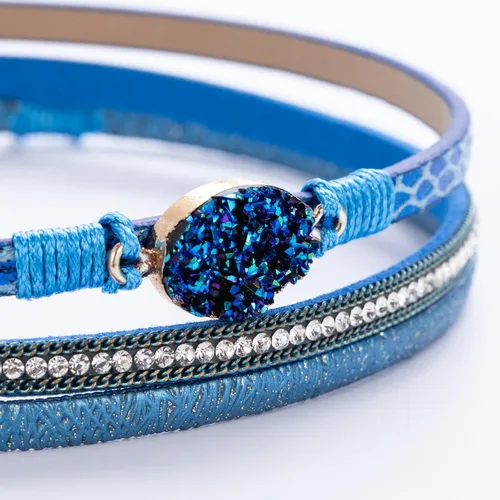 Miniatura 125 de FANCY SHINY - Pulsera de cuero estilo bohemio, pulsera de cuentas de cristal con cierre magnético, regalos de joyería para mujer