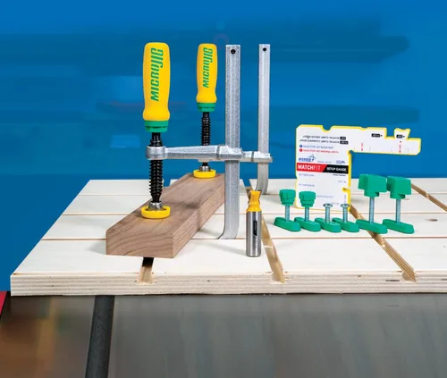 Miniatura 8 de MICROJIG Matchfit DVC-1177K2 Abrazadera de cola de milano Pro, verde/amarillo/plateado