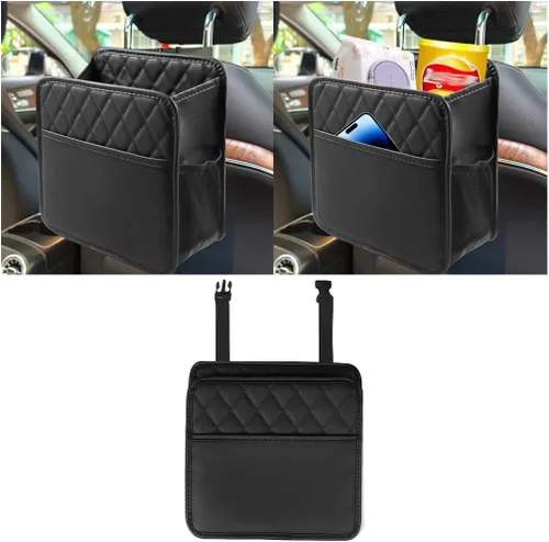Miniatura 16 de Mandark Organizador de respaldo de asiento de automóvil, cuero PU, bolsillo de almacenamiento colgante para asiento trasero del vehículo, accesorios