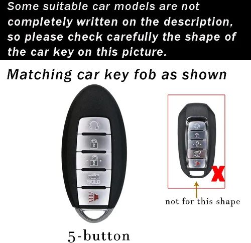 Miniatura 2 de ontto Protector de llavero de automóvil de 5 botones con llavero de TPU suave, borde dorado, guante para llaves Infiniti JX35 Q50 Q60 QX56 QX60 QX80