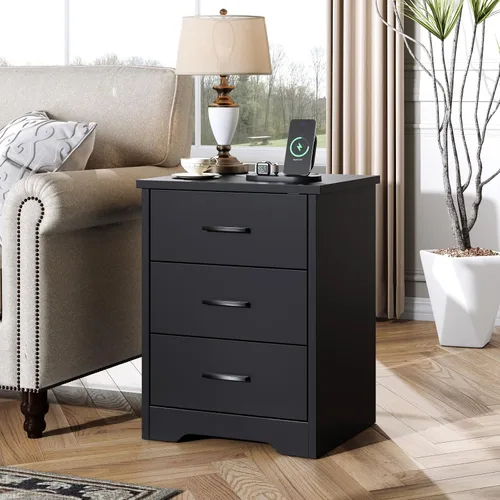 Miniatura 7 de LIDYUK Cómoda negra para dormitorio, cómoda de 6 cajones y cómodas, cómoda de madera moderna, cómoda de 48 pulgadas de ancho para dormitorio