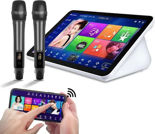 Nueva máquina de karaoke 2023, pantalla táctil de 15.6 pulgadas, control de aplicación para teléfono, descarga gratuita de canciones, sistema de