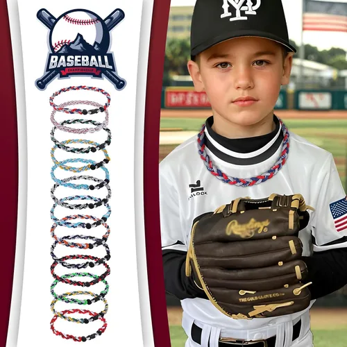 Miniatura 3 de Paquete de 12 collares de béisbol de alta calidad, collares deportivos multicolor de 18 pulgadas, ideal para regalos de equipo de béisbol, recuerdos
